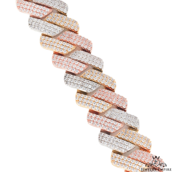 Tri Color Iced Out Miami Cuban Bracelet