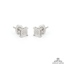 5mm White Gold Square Micro Pave Cluster VS Diamond Earrings