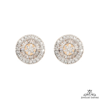 Baguette Round Cluster VS Diamond Earrings