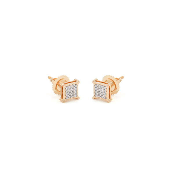 6mm Square Micro Pave Cluster VS Diamond Earrings