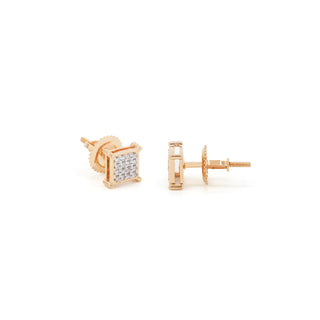 6mm Square Micro Pave Cluster VS Diamond Earrings