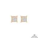 6mm Square Micro Pave Cluster VS Diamond Earrings