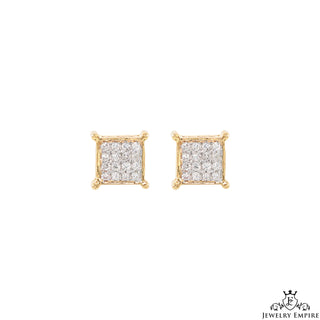 6mm Square Micro Pave Cluster VS Diamond Earrings