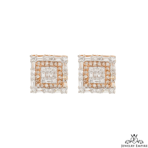 Baguette Square Cluster VS Diamond Earrings