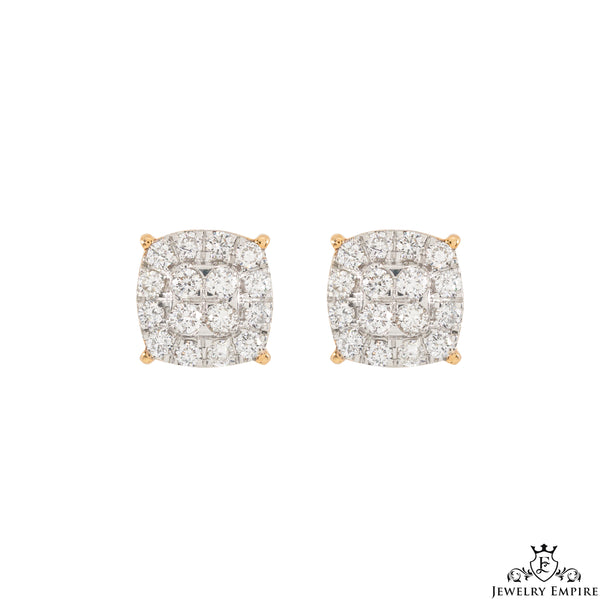 8mm Square Cluster VS Diamond Earrings